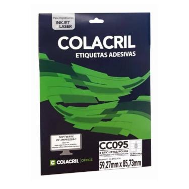 Imagem de Etiqueta Adesiva Colacril Carta Cc095 59,27X85,73Mm C/80