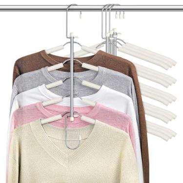 Imagem de Lomrsiul Cabides para roupas, organizador de camisa que economiza espaço, vários cabides antiderrapantes para armário com enchimento de espuma para blusa, moletom com capuz, suéter, organizadores de
