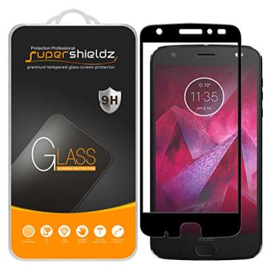Imagem de (Pacote com 2) Supershieldz projetado para Motorola (Moto Z2 Force) Edition e Moto Z Force Edition (2ª geração) protetor de tela de vidro temperado, (cobertura total da tela) antiarranhões, sem bolhas (preto)