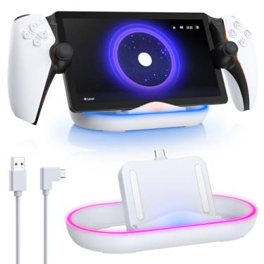 Imagem de Estação de carregamento para Playstation Portal, suporte de carregador para Ps Portal com luz RGB e cabo de carregamento USB C, suporte portátil para PlayStation Portal