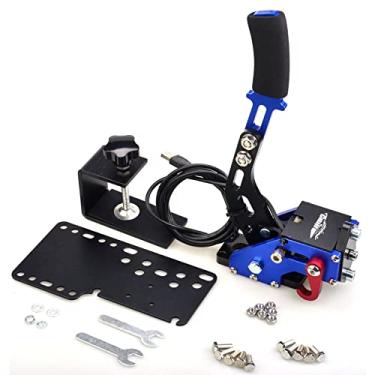 Imagem de CNRAQR PC Racing Game USB Handbrake for 16Bit SIM for Racing Games, Compatible with Logitech G27 G29 G920 G923 T500 T300 Simulate Linear Handbrake Blue（With Fixing Clip and Plate