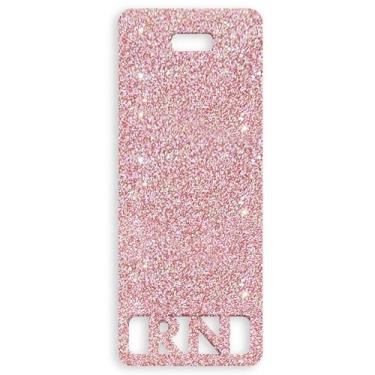 Imagem de Crachá RN estendido Buddy Vertical Bonito Registrado Amigo Colorido e Glitter Acrílico Cartão RN Tamanho Perfeito para ID de Enfermagem Estendida (Rosa Dourado Glitter)