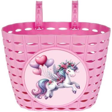 Imagem de Cesta de bicicleta Dankeler rosa para meninas com design de unicórnio