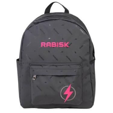 Imagem de Mochila Escolar Rabisk Urbana Emborrachada Impermeável Liso, Preto/Pin