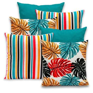 Imagem de Kit 6 Capas de Almofada Lisa e Estampada 40x40cm Zíper Gorgurinho - BE