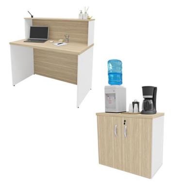 Imagem de Conjunto Armário Baixo Balcão Atendimento Recepção Netmobil, Dubai/Bra