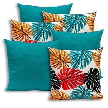 Imagem de Kit 6 Capas de Almofada Lisa e Estampada 40x40cm Zíper Gorgurinho - BE
