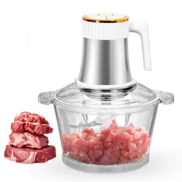 Imagem de Mini Processador Moedor de Carne Eletrico 4 Laminas 3 Litros Tritura Legume Verdura Alimento Especiarias Tempero Preparo Refeiçao Multiuso Potente Cozinha Restaurante