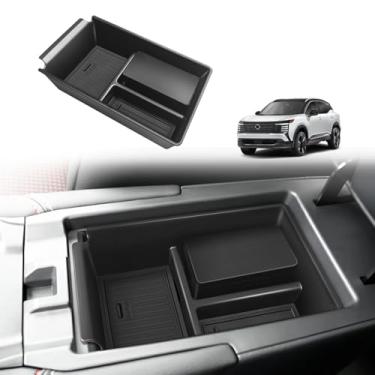 Imagem de Muslogy Organizador de console central compatível com acessórios Nissan Kicks 2025 Caixa de armazenamento com compartimento para moedas, compartimento para cartão, organizador de inserção, divisória