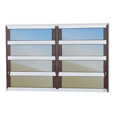 Imagem de Janela De Aluminio Basculante 2 Seções Elite Vidro Reflex 80cm X 120cm Brimak Mix Corten
