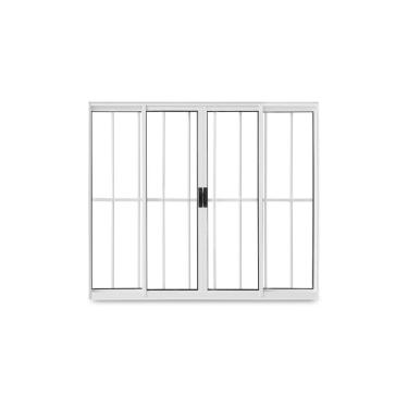 Imagem de Janela De Correr Abertura Central Exclusiva 4 Folhas Grade Vidro Liso 100x100cm Crv Portas E Janelas Branco