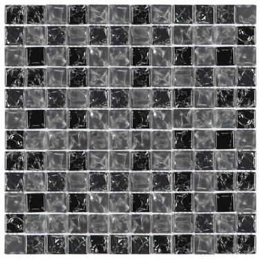 Imagem de Pastilha De Vidro Ice Glass Mosaic 30cmx30cm (placas) Preta