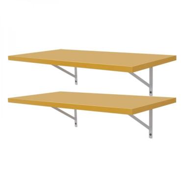 Imagem de Kit 2 Prateleiras 50 X 25cm Amarela com Mão Francesa