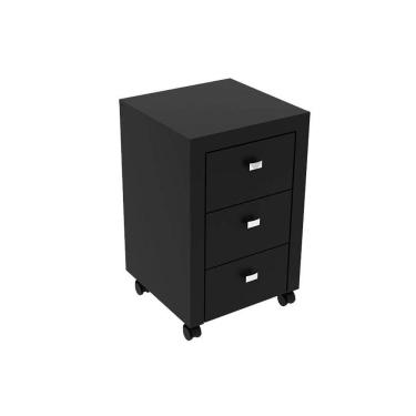 Imagem de Multiuso Escritório Me4108 C/ 3 Gavetas E Rodízios Preto - Tecno Mobili