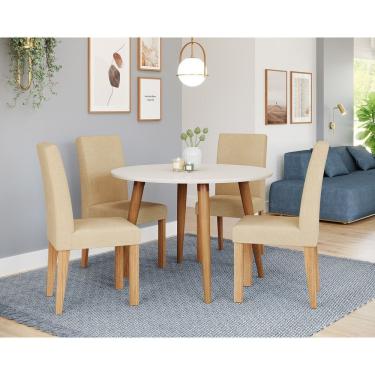Imagem de Conjunto Sala De Jantar Dani Com 4 Cadeiras 110cm Maia Madeira/offwhite/natutal/gengibre