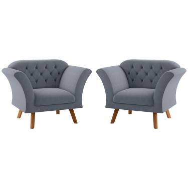 Imagem de Conjunto Poltrona Decorativa Roseira Inca Chumbo