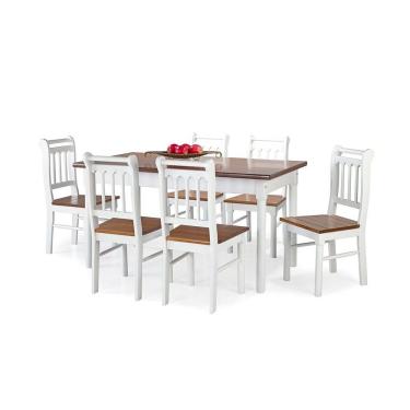Imagem de Conjunto Sala De Jantar E Cozinha Com 6 Cadeiras Madeira Maciça Branco