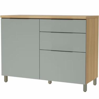 Imagem de Balcão Nesher Rainha Em Mdf 15mm 1 Porta 4 Gavetas E 1 Prate Nature Com Verde