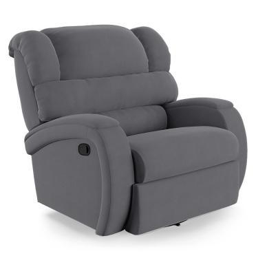 Imagem de Poltrona Do Papai Reclinável Napoli Glider Giratória Usb Veludo Cinza Fh1