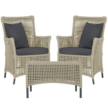 Imagem de 2 Poltronas E 1 Mesa Igapó Alumínio Preta Corda Náutica E11 Rami