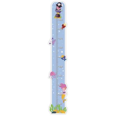 Imagem de Adesivo De Parede Régua Crescimento Sereia Pirata Mar Peixes