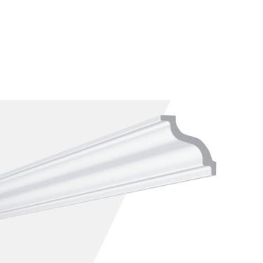 Imagem de Kit Com 15 Barras Rodateto De Poliestireno 7cm X 70mm Liso 30m Branco