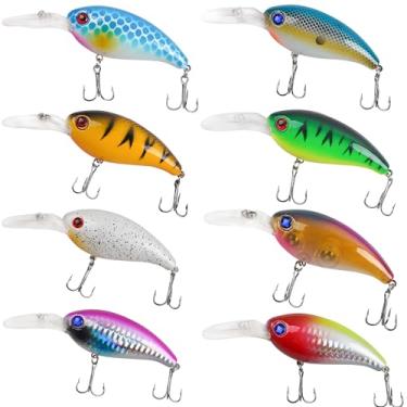 Imagem de Isca de pesca rígida, crankbait Minnow Kit de isca de natação para mergulho profundo realista Isca de água superior Pesca em água salgada para robalo truta salmão Walleye Redfish A