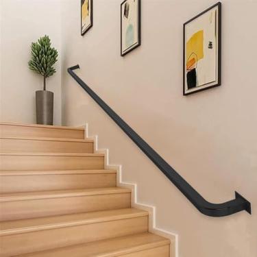 Imagem de Corrimão De Escada Moderno De 1 A 20 Pés, Corrimão Preto Para Escadas Internas Corrimão De Escada De Montagem Na Parede Com Suportes De Ferro Forjado E Parafusos De Metal, 9ft/270cm