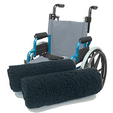 Imagem de We&Life Almofadas Para Apoio De Braço Cadeira Rodas (Par, Pretas, 9") - Idosos E Adultos, Capa Acolchoada Braço, Capas Transporte Escritório Scooter Mobilidade