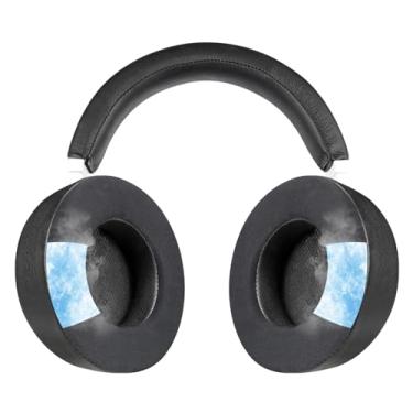 Imagem de SOULWIT Almofada De Couro Proteico Para Faixa Cabeça + Almofadas Gel Refrescante Fone Ouvido Gamer Corsair Virtuoso Rgb Wireless Xt Se, Peça Reposição Alça - Preta