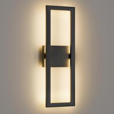 Imagem de Krychiler Arandela De Parede Led Moderna Para Áreas Externas 22", Com Montagem Retangular Integrada, Luzes Pretas Varanda 1450 Lm Porta Da Frente, Garagem, Pátio