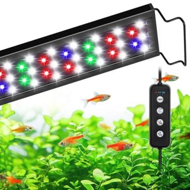 Imagem de AQQA Luz De Aquário Espectro Completo, Luzes Para Crescimento Plantas E Observação Peixes, Contas Led 3 Modos, Branco, Azul, Vermelho Verde, Temporizador, Brilho Ajustável, Suportes Extensíveis Água