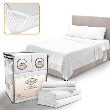 Imagem de Abeero Home Jogo de lençol California King - Lençóis de cama de hotel de luxo - Lençóis macios de resfriamento com tiras elásticas no canto - Microfibra de bolso profundo - Lençol de cama e fronhas