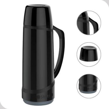 Imagem de Garrafa De Café Termica Chá 1 Litro Preta Lisa Rosca Soprano, 1L, Pret