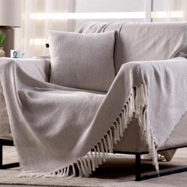 Imagem de Manta Decorativa Para Sofá Boho Hebrom Bege