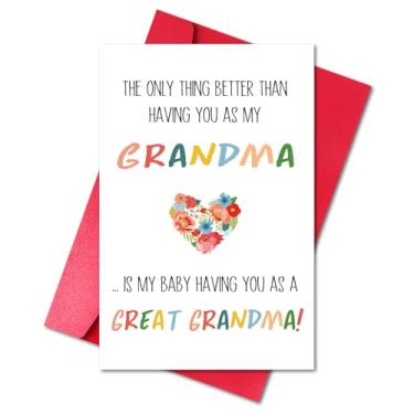 Imagem de LYMEQING Cartão engraçado de gravidez para vovó, cartão de anúncio de bebê nascido do neto ou neta (a melhor coisa é meu bebê ter você como uma ótima vovó)