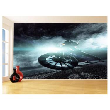 Imagem de Papel De Parede 3D Moto Esporte Fumaça Estrada 3,5M Bkm102 - Você Deco
