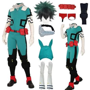 Imagem de Puykzkuer Men's Adult Anime Cosplay Costume Hero Costume Outfit Jumpsuits Halloween Green Suit