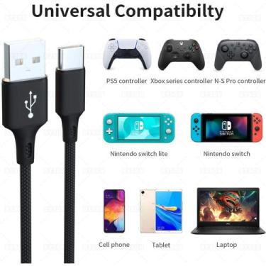Imagem de Cabo Universal USB Tipo C Preto Tamanho 80 cm - Fast Charge