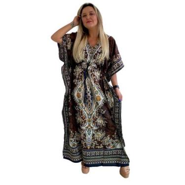 Imagem de Vestido Kaftan Indiano Longo Estampado Plus Size - Cod. 1501 - ALÉCI F
