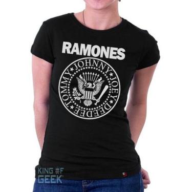 Imagem de Babylook Ramones Logo Camisa Banda Rock Clássicos Anos 80 - KING OF GE