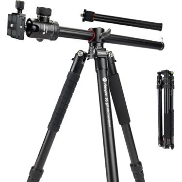 Imagem de Fotopro Tripé horizontal de 198 cm com coluna central de vários ângulos, plataforma de eixo central de alumínio, monopé de tripé de câmera resistente, panorâmica de 360°, inclinação de 180° para fotos