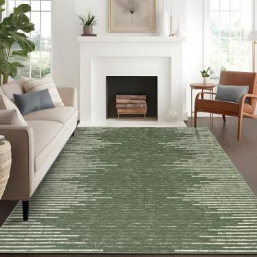 Imagem de GlowSol Tapete lavável 22 x 30 cm para sala de estar, geométrico, sólido, listrado, tapete de casa de fazenda, moderno, minimalista, antiderrapante, antiderrapante, ultramacio, para quarto, escritório