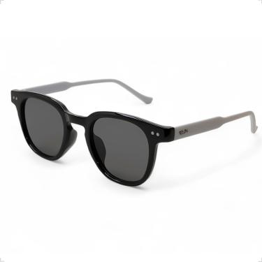 Imagem de Óculos De Sol Quadrado Premium Unissex Solon Preto Com Cinza Esbranquiçado Casual Modern Fashion Polariza Uv400 + Case Rigida + Limpa Lentes 25ml + Flanela + Certificado