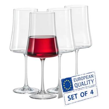 Imagem de Biandeco Conjunto de 4 taças de vinho de cristal boêmio com haste longa, vidro elegante de cristal boêmio