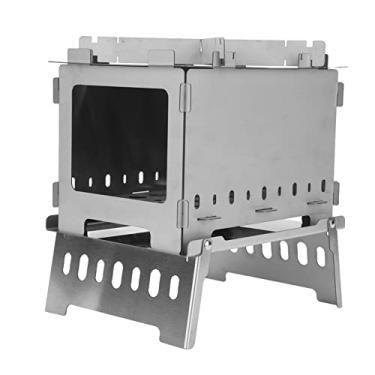 Imagem de Dobrando o fogão portátil de mochila portátil aço inoxidável à prova de fogão de acampamento para caça ao ar livre para camping churrasqueira cozinhar