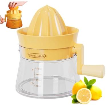 Imagem de Espremedor de limão graduado laranja espremedor de frutas cítricas de grau alimentício com manivela e bico removível, lavável, espremedor manual de 16,5 x 13 cm para cozinha doméstica