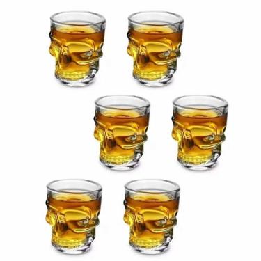 Imagem de Kit 6 unidades copo vidro dose shot caveira 50ml - lyor,  Vidro