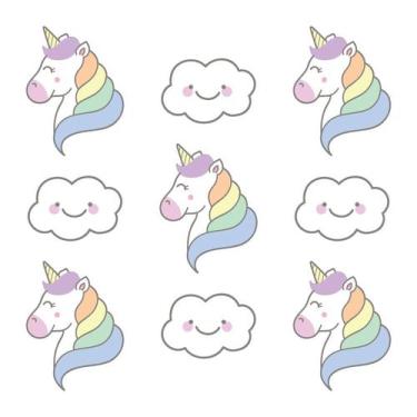 Imagem de Adesivo De Parede Infantil Unicórnios Nuvens Quarto Menina - 103ir - A