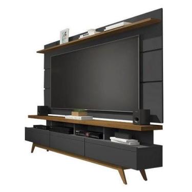 Imagem de Rack Com Painel 1.80 TV Até 72 Retrô Pés Madeira Gavetas Nichos Pratel